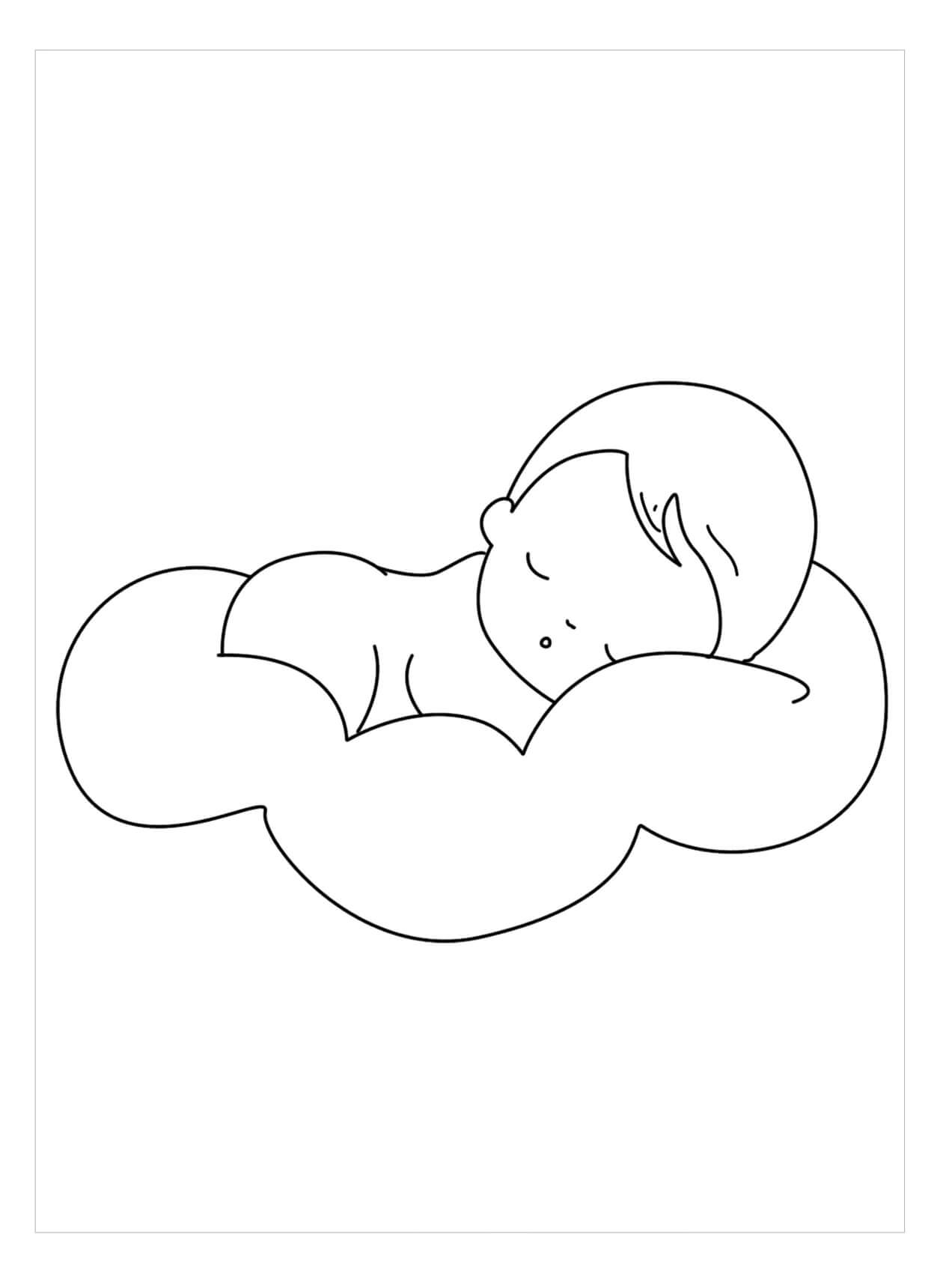 Dibujo de Bebé Durmiendo para Colorear