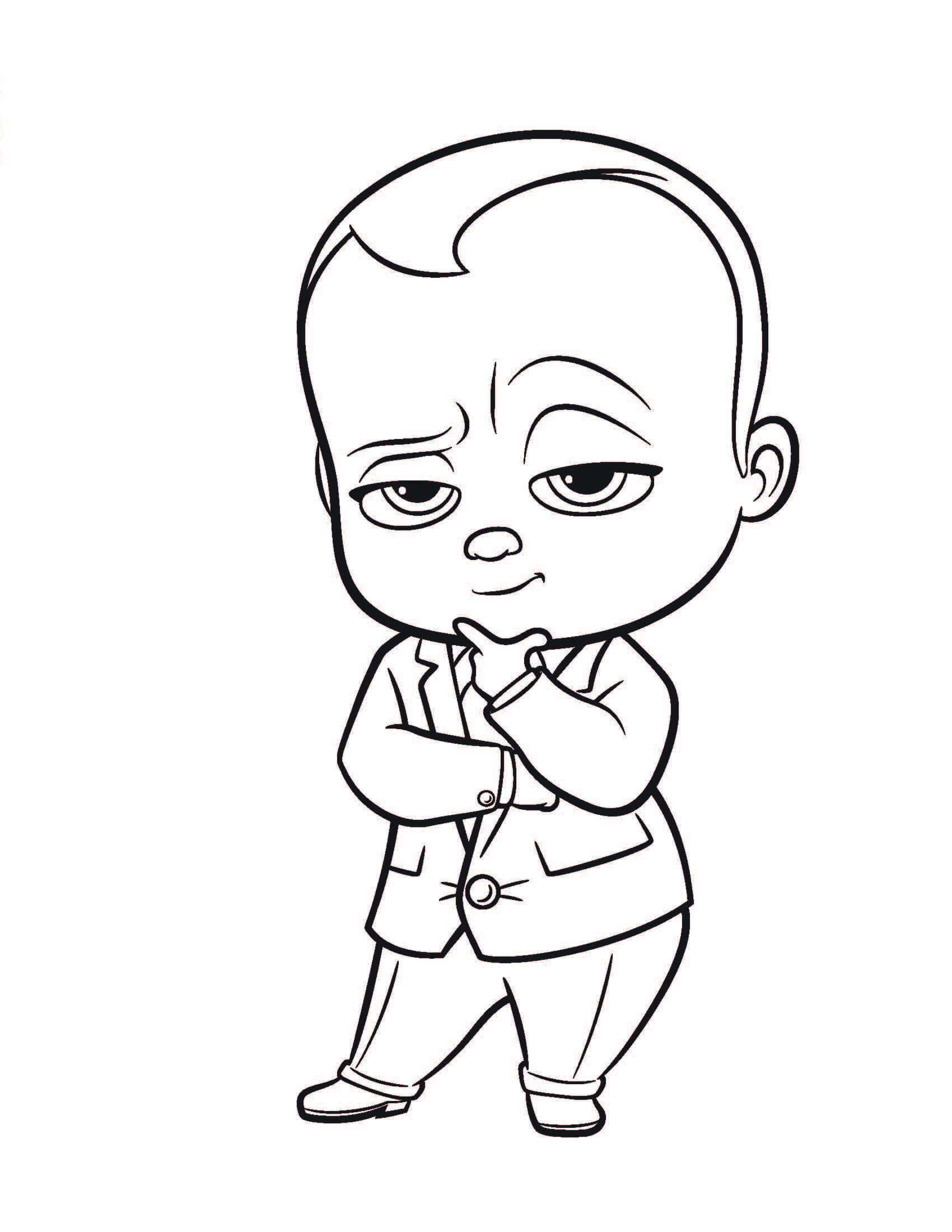Dibujo de Bebé Jefe Sonriente para Colorear