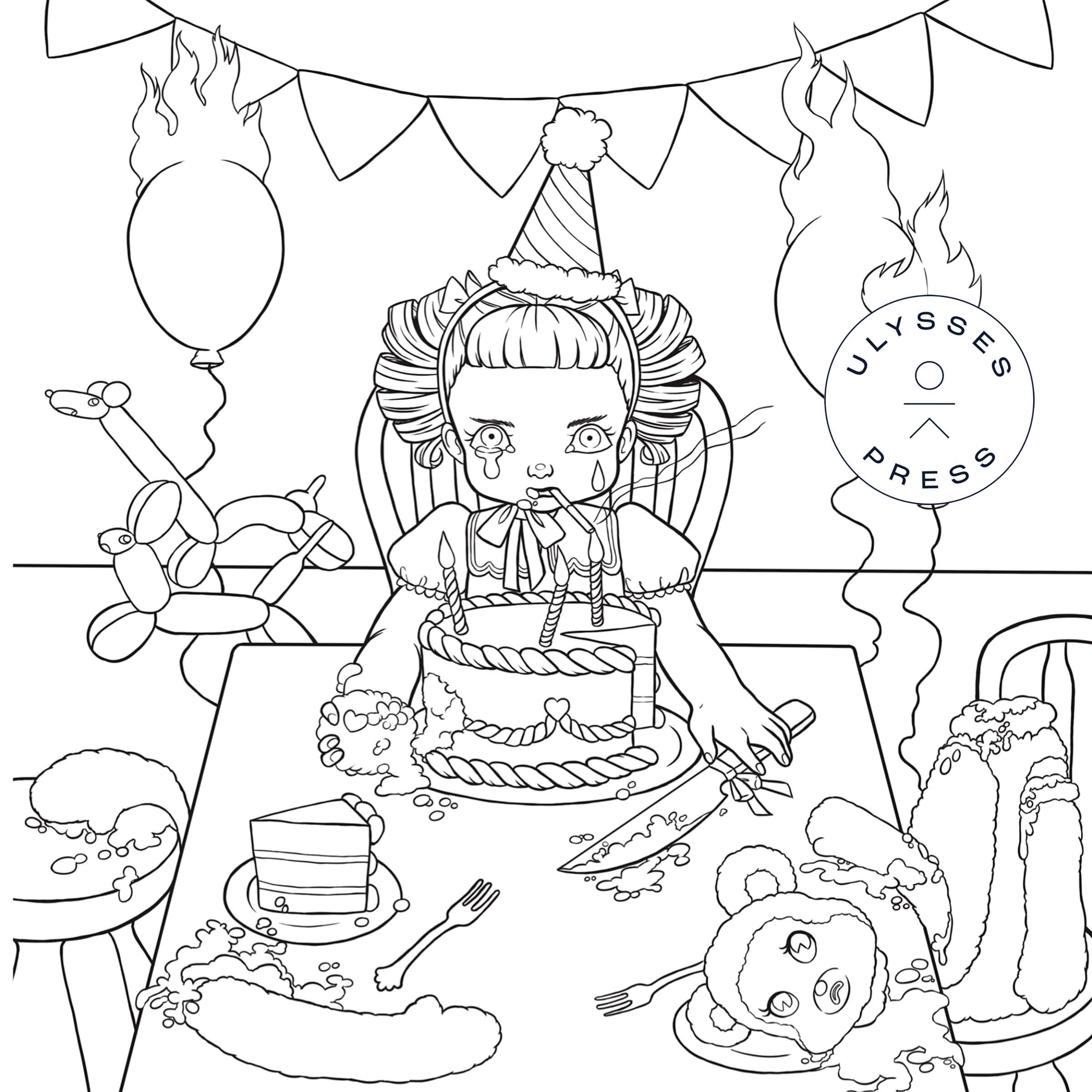 Dibujo de Bebé niña Espeluznante para Colorear