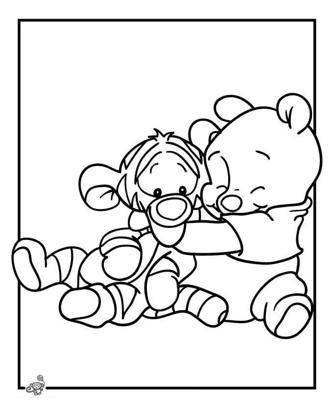 Dibujo de Bebé Pooh y Tigger para Colorear