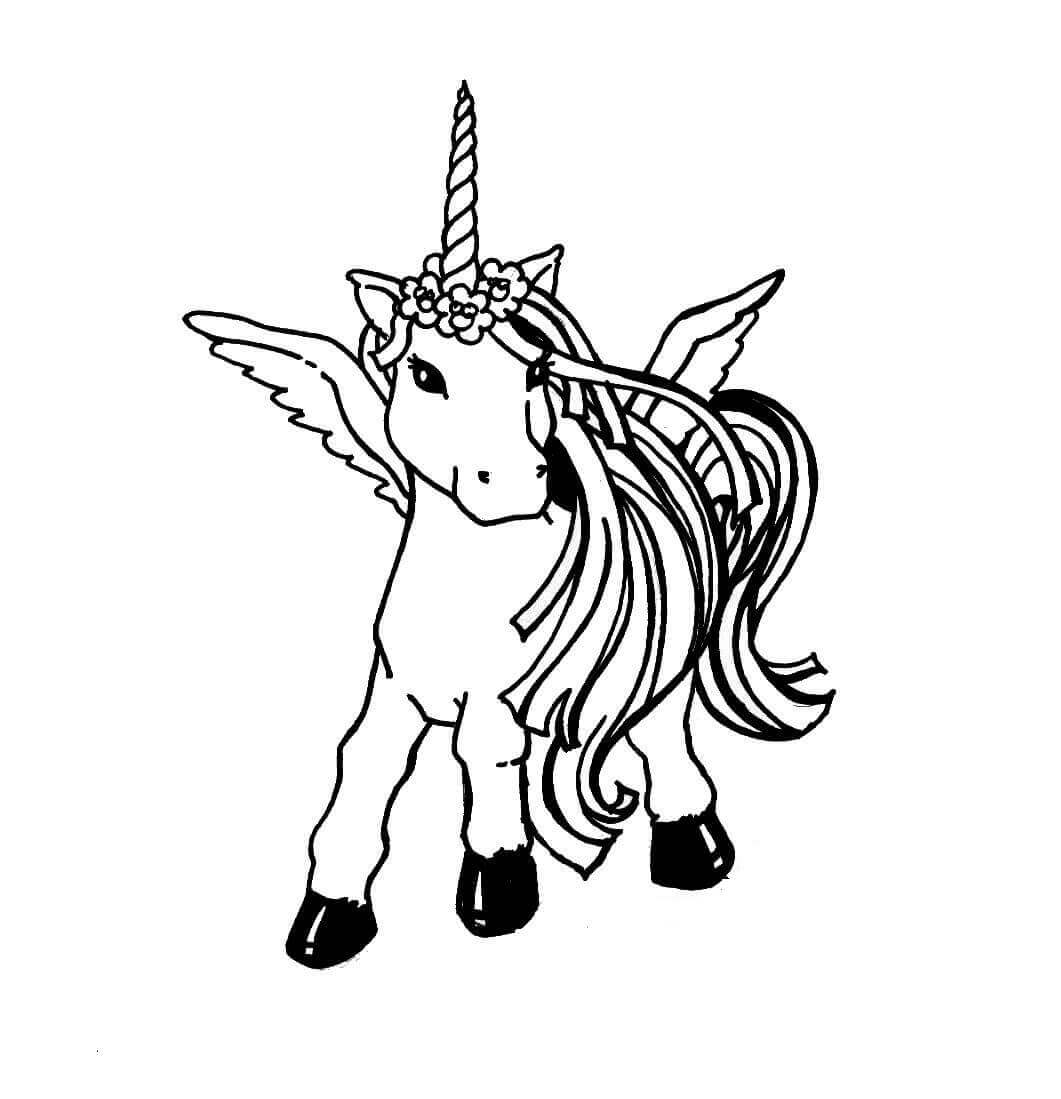 Dibujo de Bebé Unicornio con Alas para Colorear