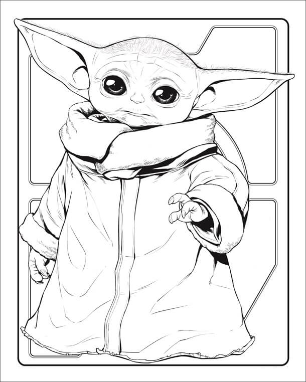 Dibujo de Bebé Yoda para Colorear