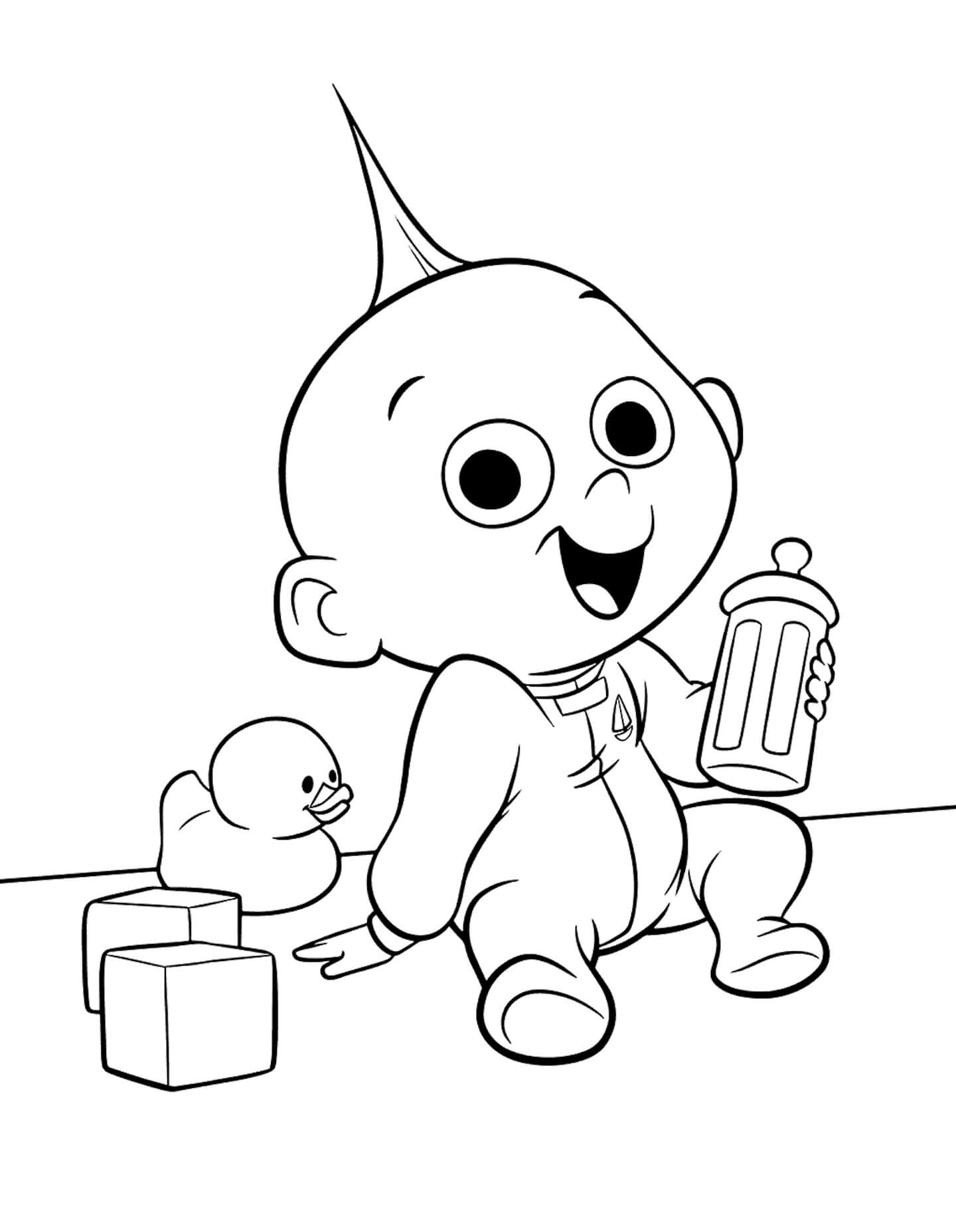 Dibujo de Bebé Feliz de Dibujos Animados para Colorear