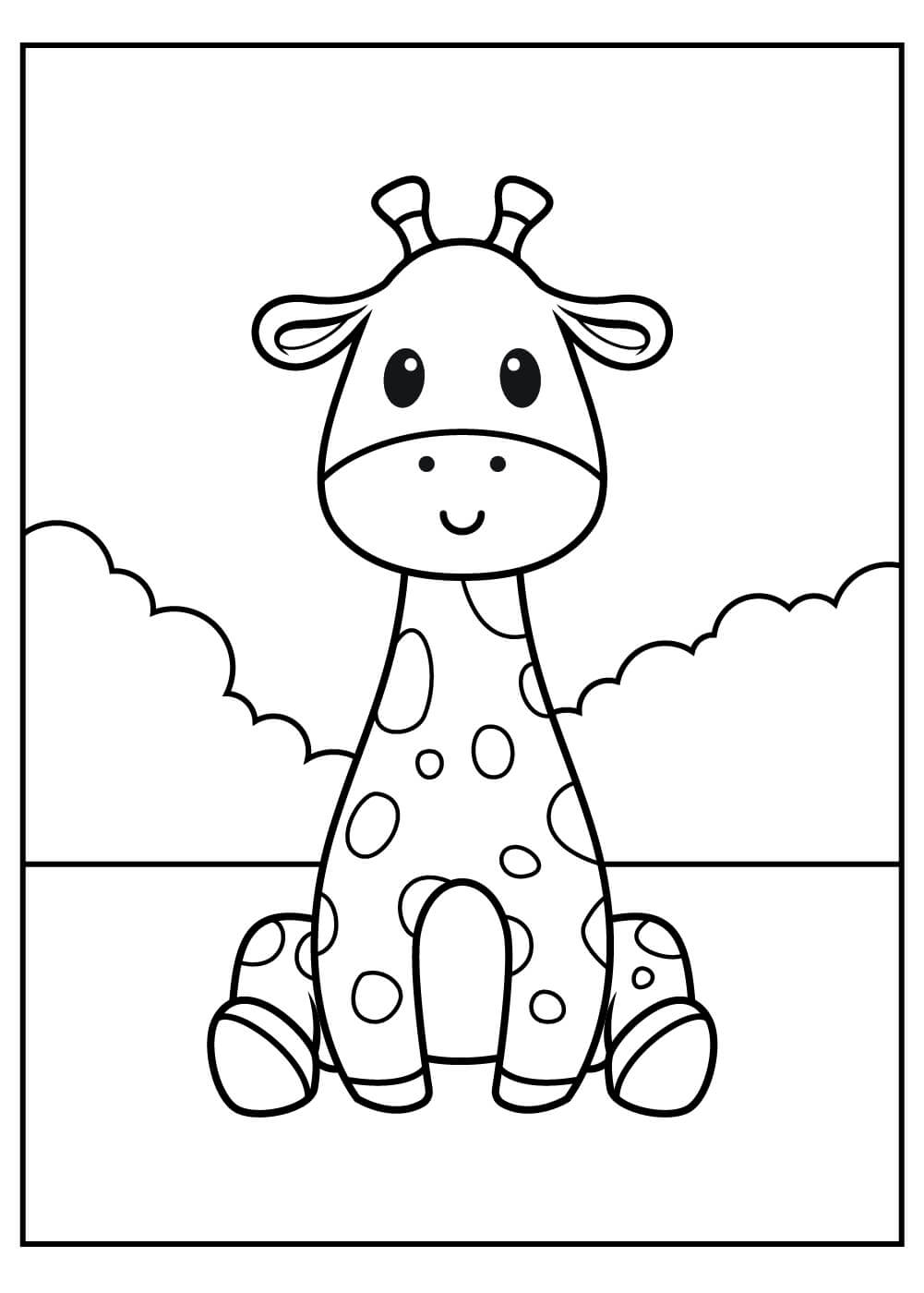 Dibujo de Bebé Jirafa Sonriente para Colorear