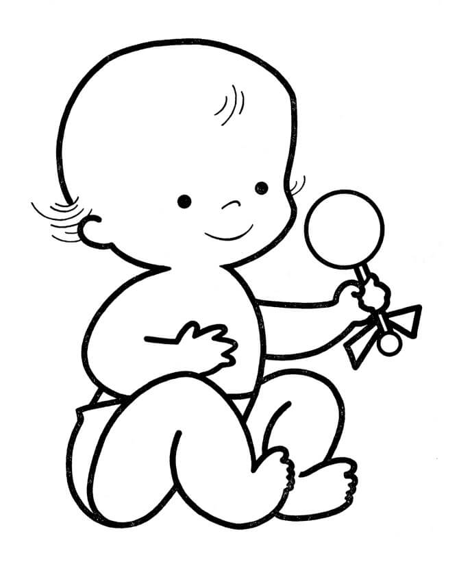Dibujo de Bebé Sosteniendo Caramelo para Colorear