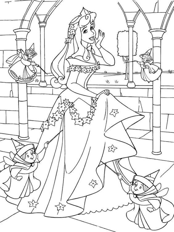 Dibujo de Aurora con las Hadas para Colorear