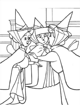 Dibujo de Flora Fauna y Merryweather para Colorear