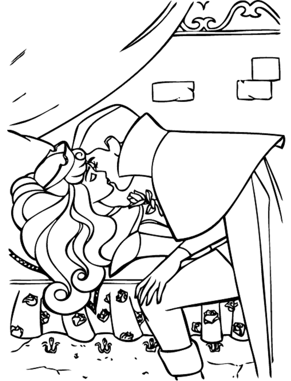 Dibujo de Phillip Besando a Aurora para Colorear