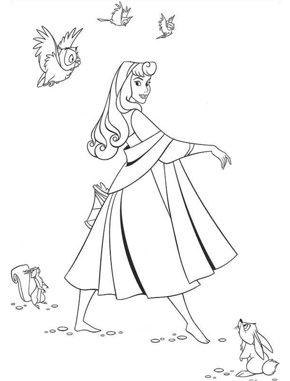 Dibujo de Princesa Aurora Caminando para Colorear