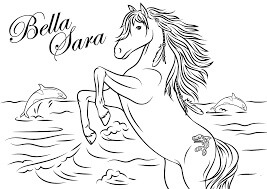 Dibujo de Bella Sara Saltando en la Playa para Colorear