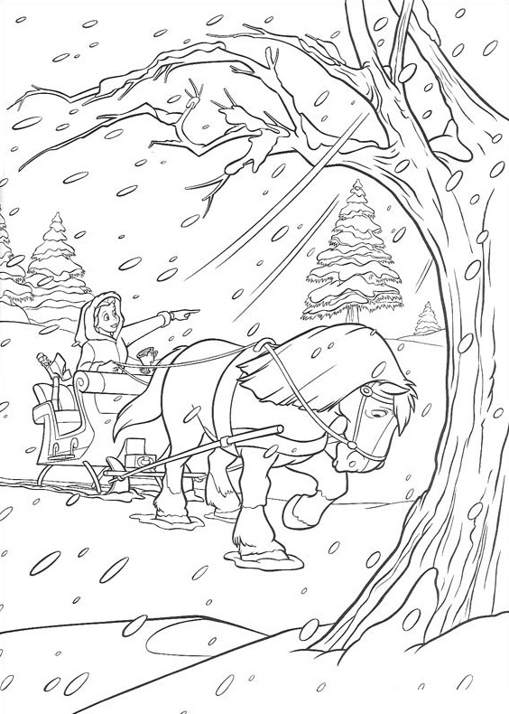 Dibujo de Belle en el Invierno para Colorear