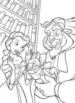 Dibujo de Belle Monstruo con un Libro para Colorear