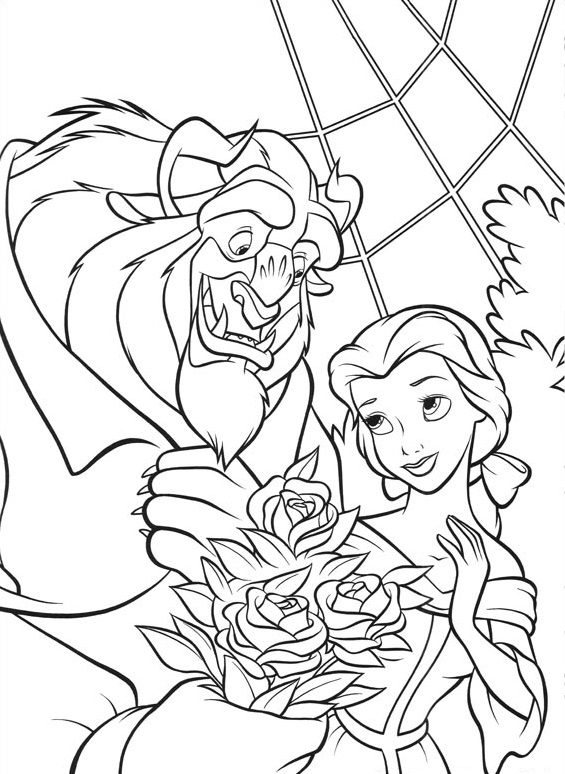 Dibujo de Monstruo Dando Belle Flores para Colorear