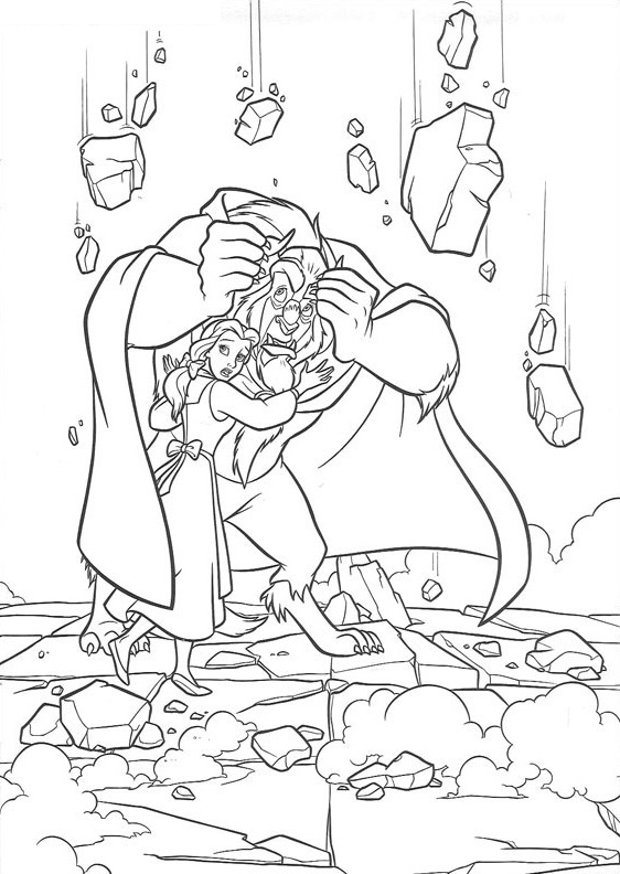 Dibujo de Monstruo Protegiendo a Belle para Colorear