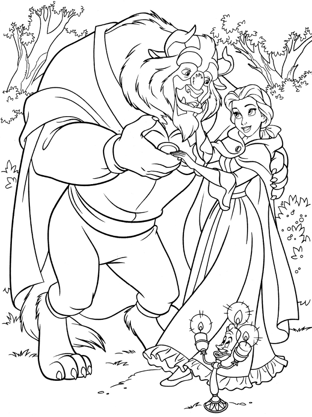 Dibujo de Monstruo y Belle Bailando para Colorear