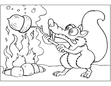 Dibujo de Scrat y Su Edad de Hielo de Bellota para Colorear