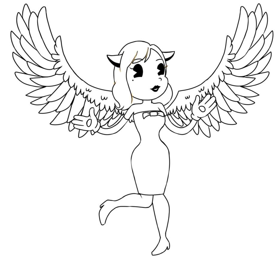 Dibujo de Alicia ángel con Alas para Colorear