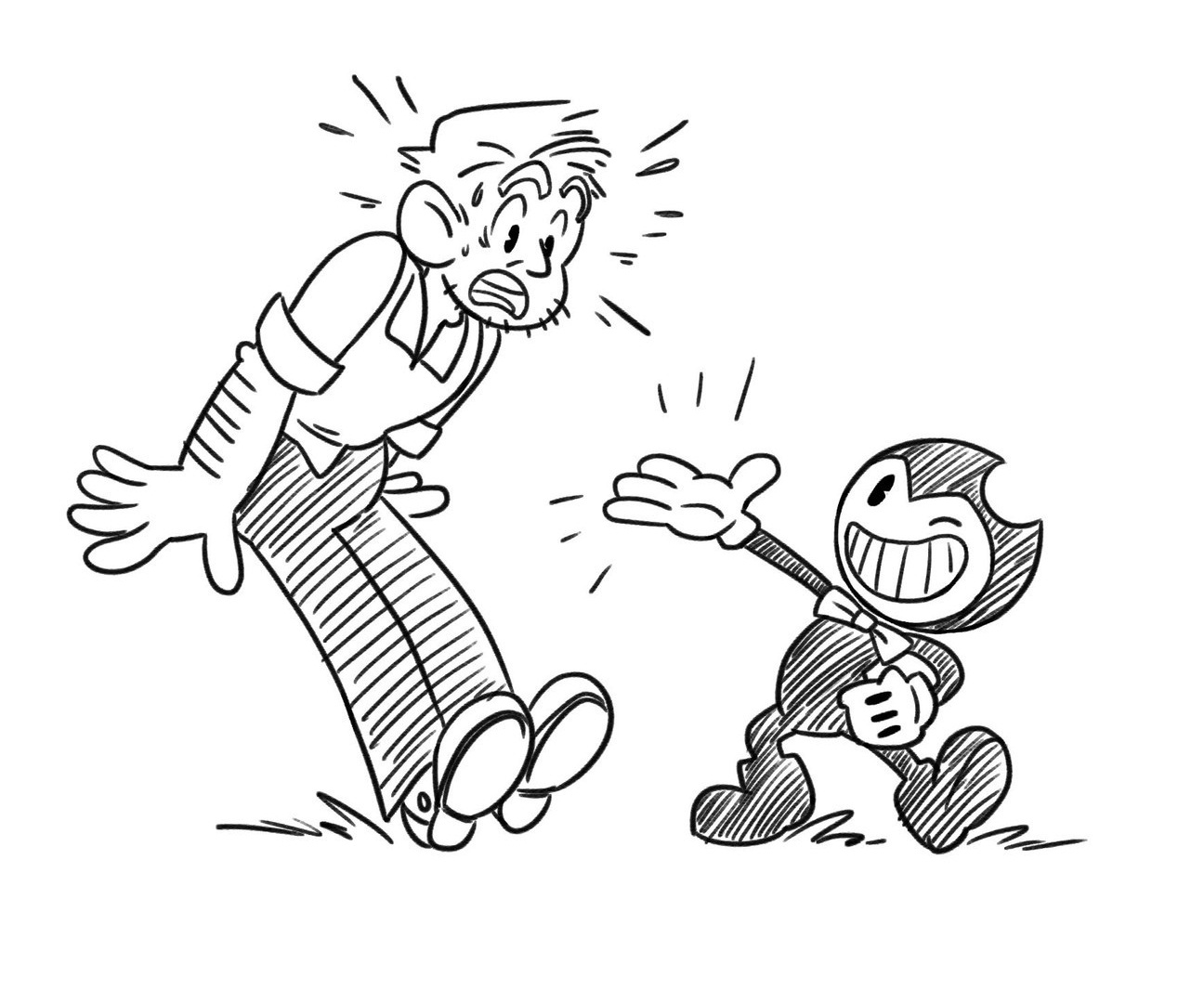 Dibujo de Bendy y un Hombre para Colorear
