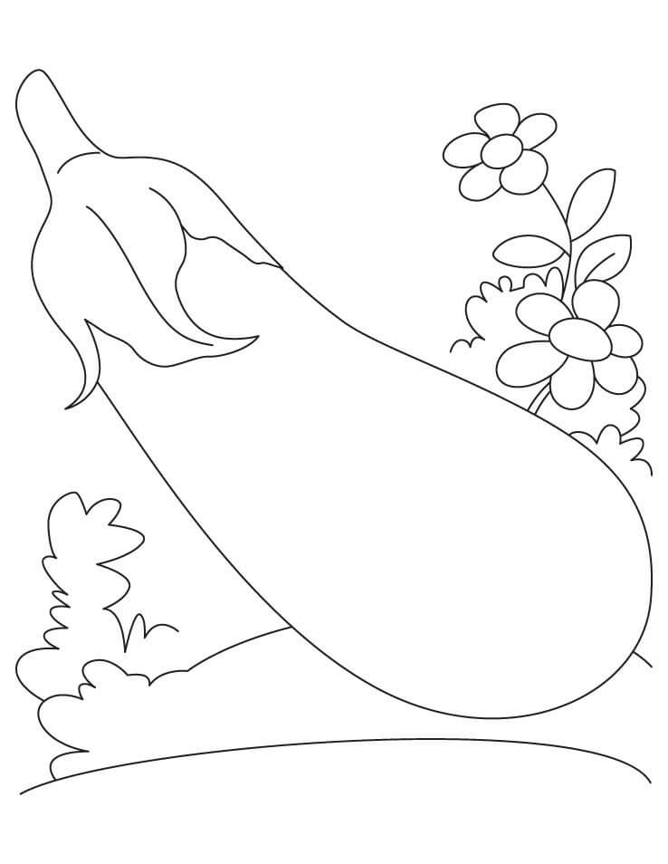 Dibujo de Berenjena con Flor para Colorear