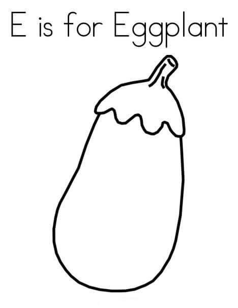 Dibujo de E Es de Berenjena para Colorear