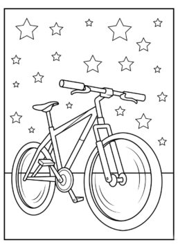Dibujo de Bicicleta con Estrella para Colorear