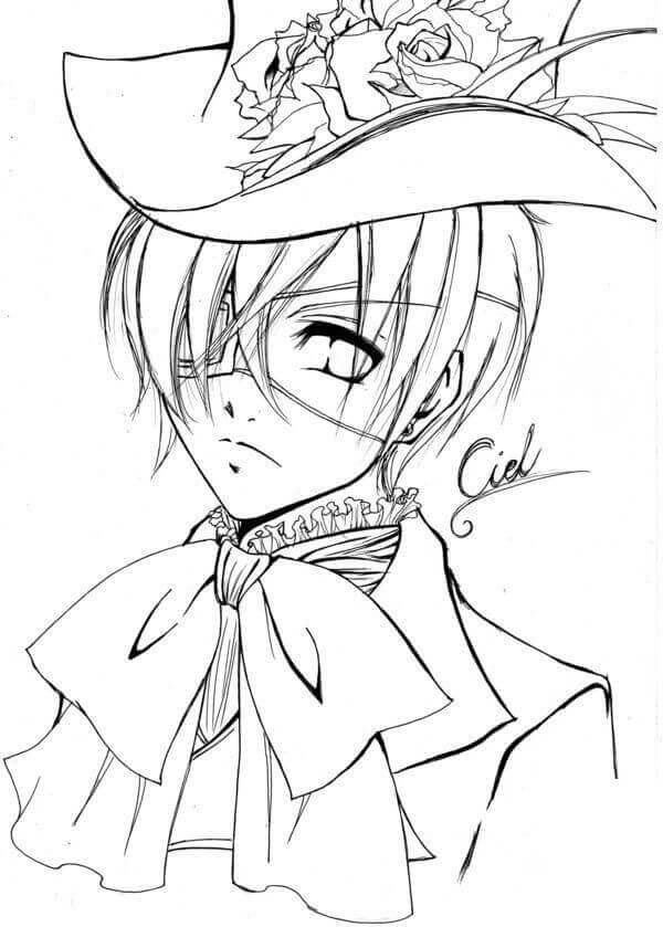 Dibujo de Ciel Phantomhive de Mayordomo Negro para Colorear