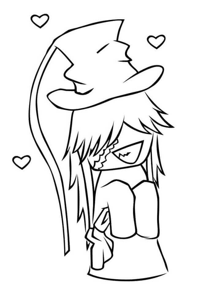 Dibujo de Enterrador Chibi de Mayordomo Negro para Colorear