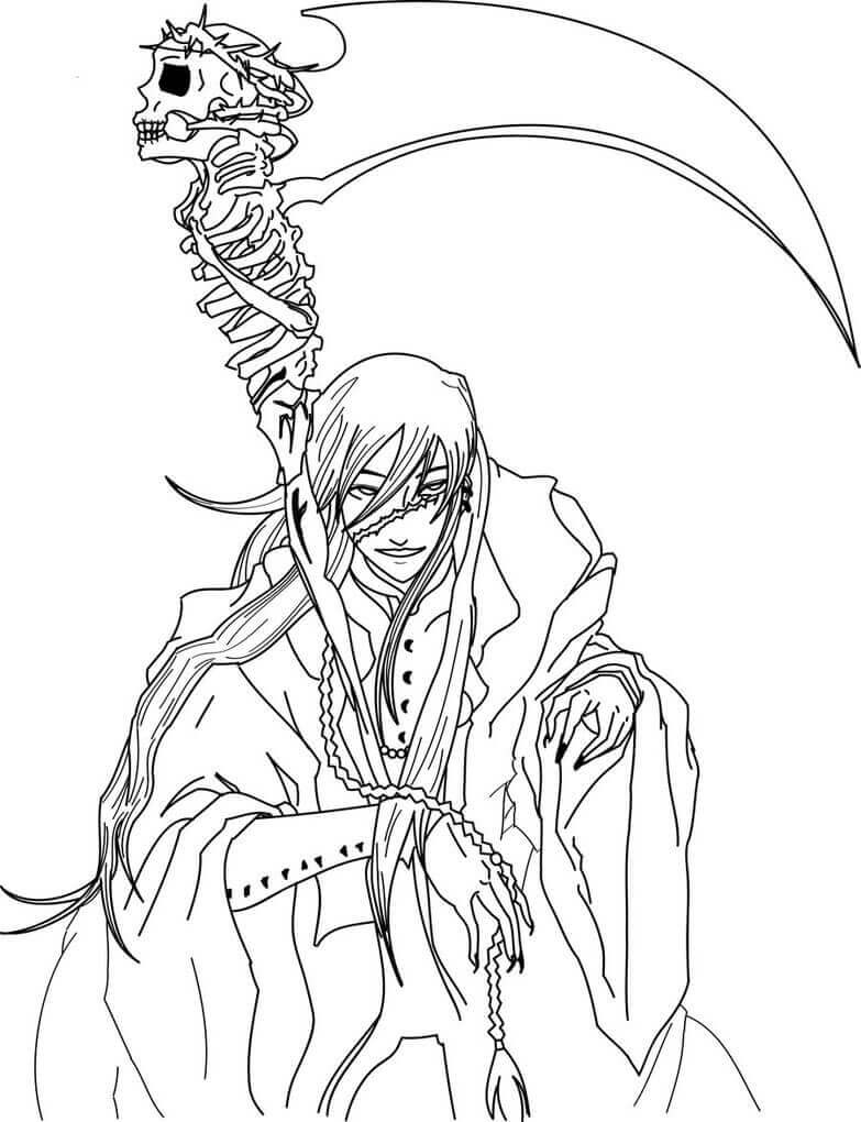 Dibujo de Enterrador de Mayordomo Negro Fresco para Colorear