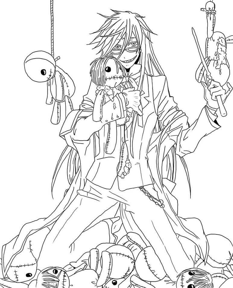 Dibujo de Grell Sutcliff de Mayordomo Negro para Colorear
