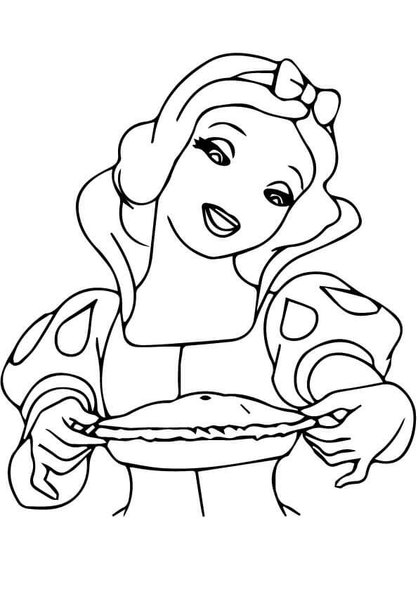 Dibujo de Blancanieves con Comida para Colorear