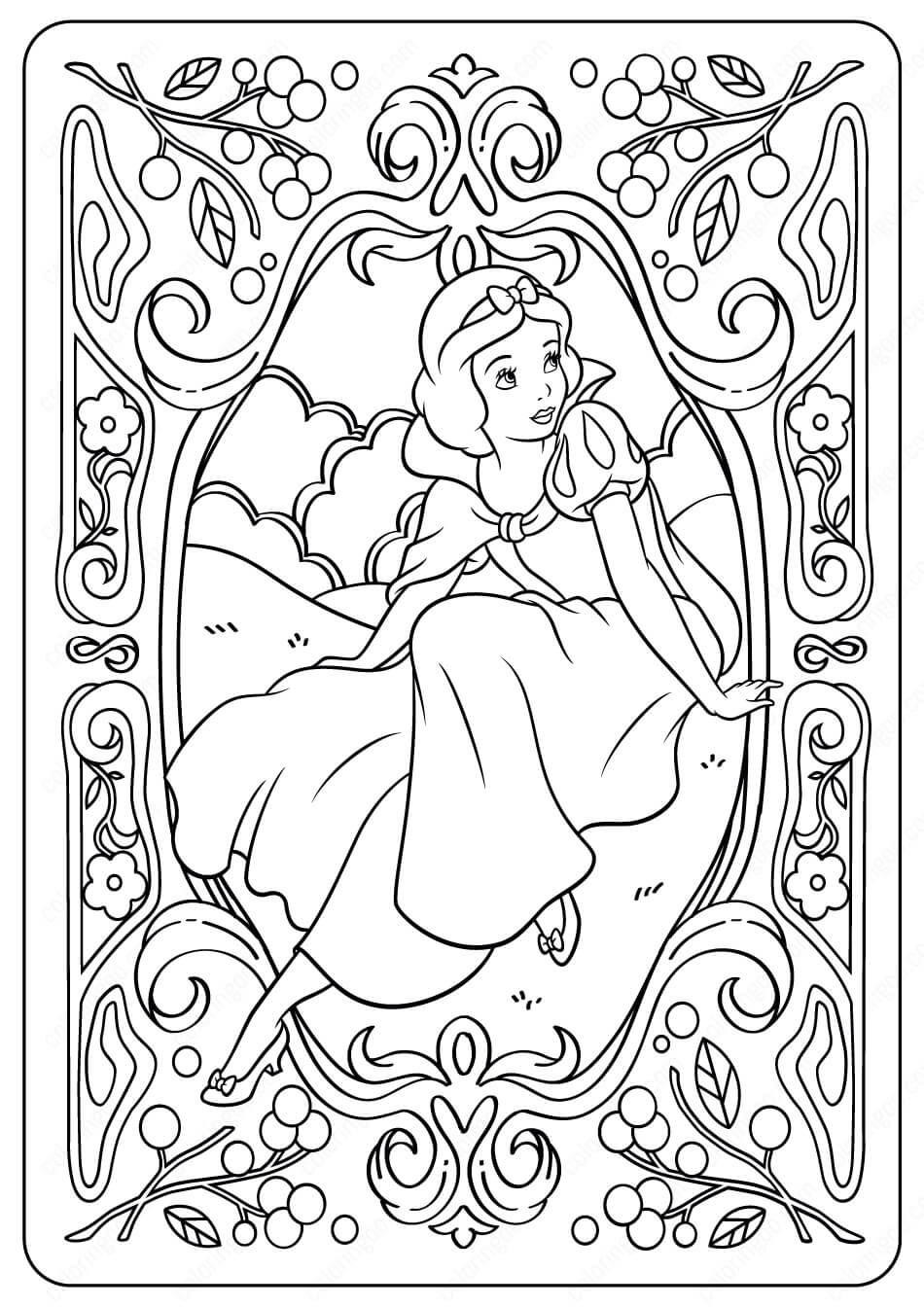 Dibujo de Blancanieves en el Espejo para Colorear