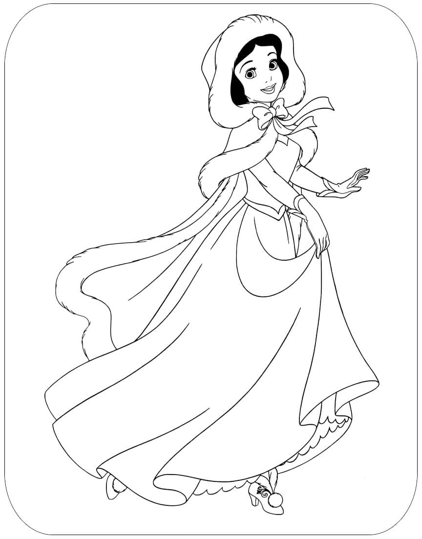 Dibujo de Blancanieves en Invierno para Colorear