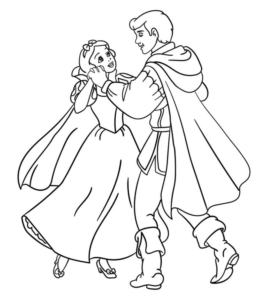 Dibujo de Blancanieves y el príncipe Bailarin para Colorear