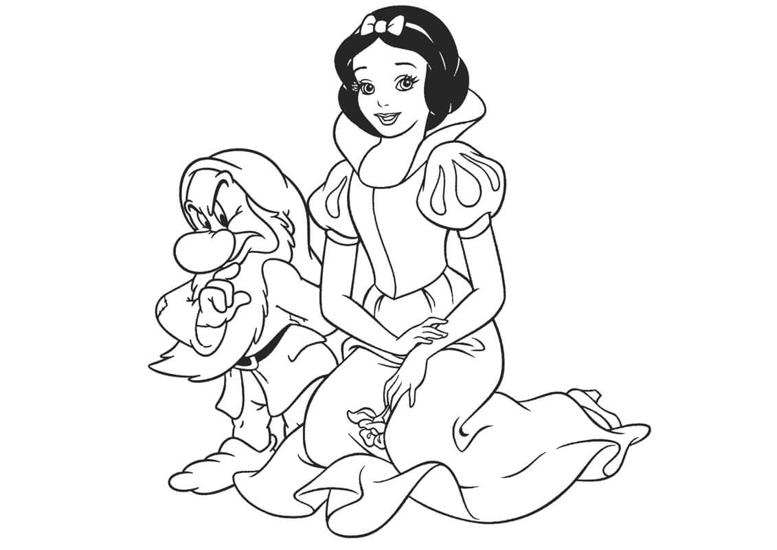 Dibujo de Blancanieves y Enojado para Colorear