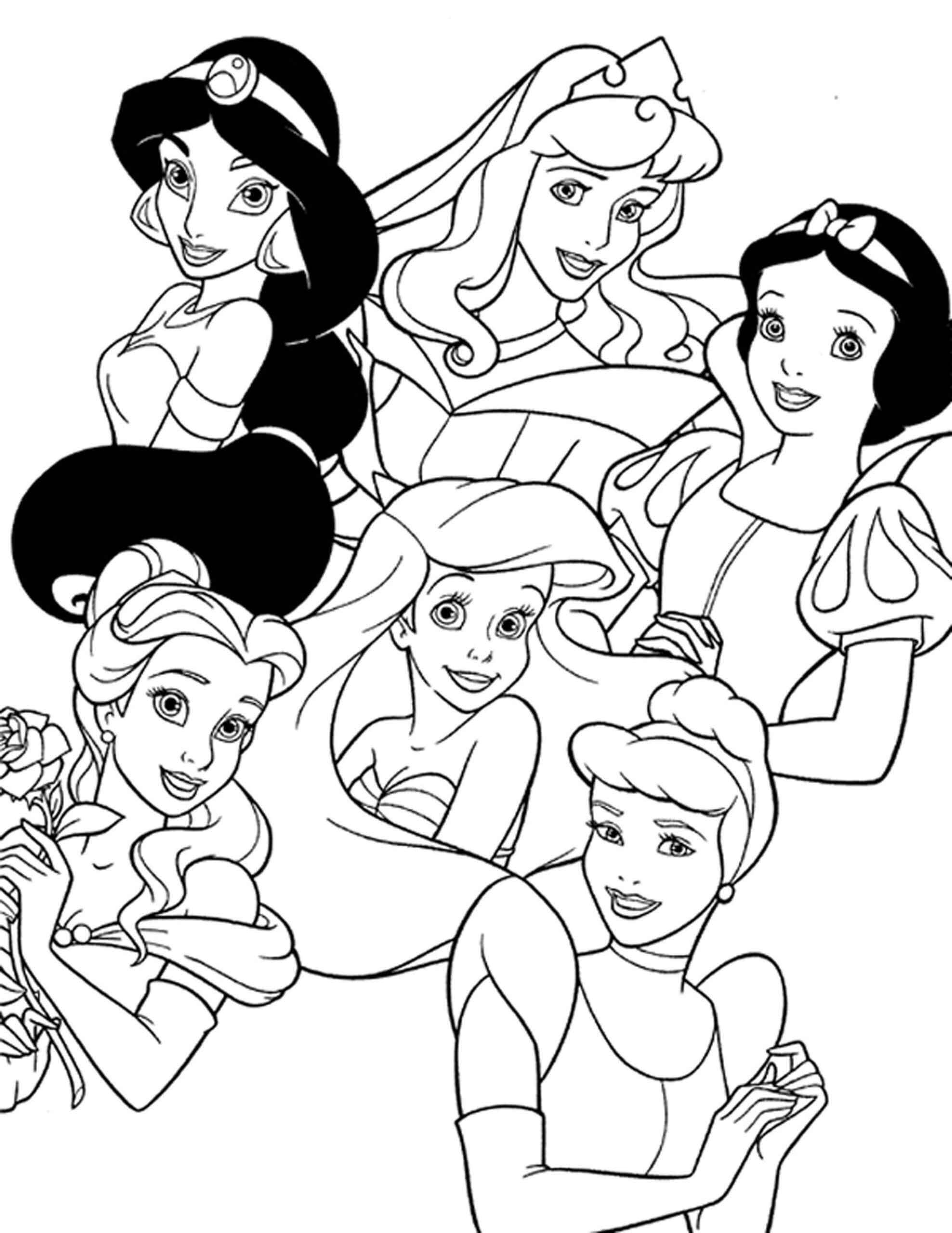 Dibujo de Blancanieves y las Cinco Princesas para Colorear