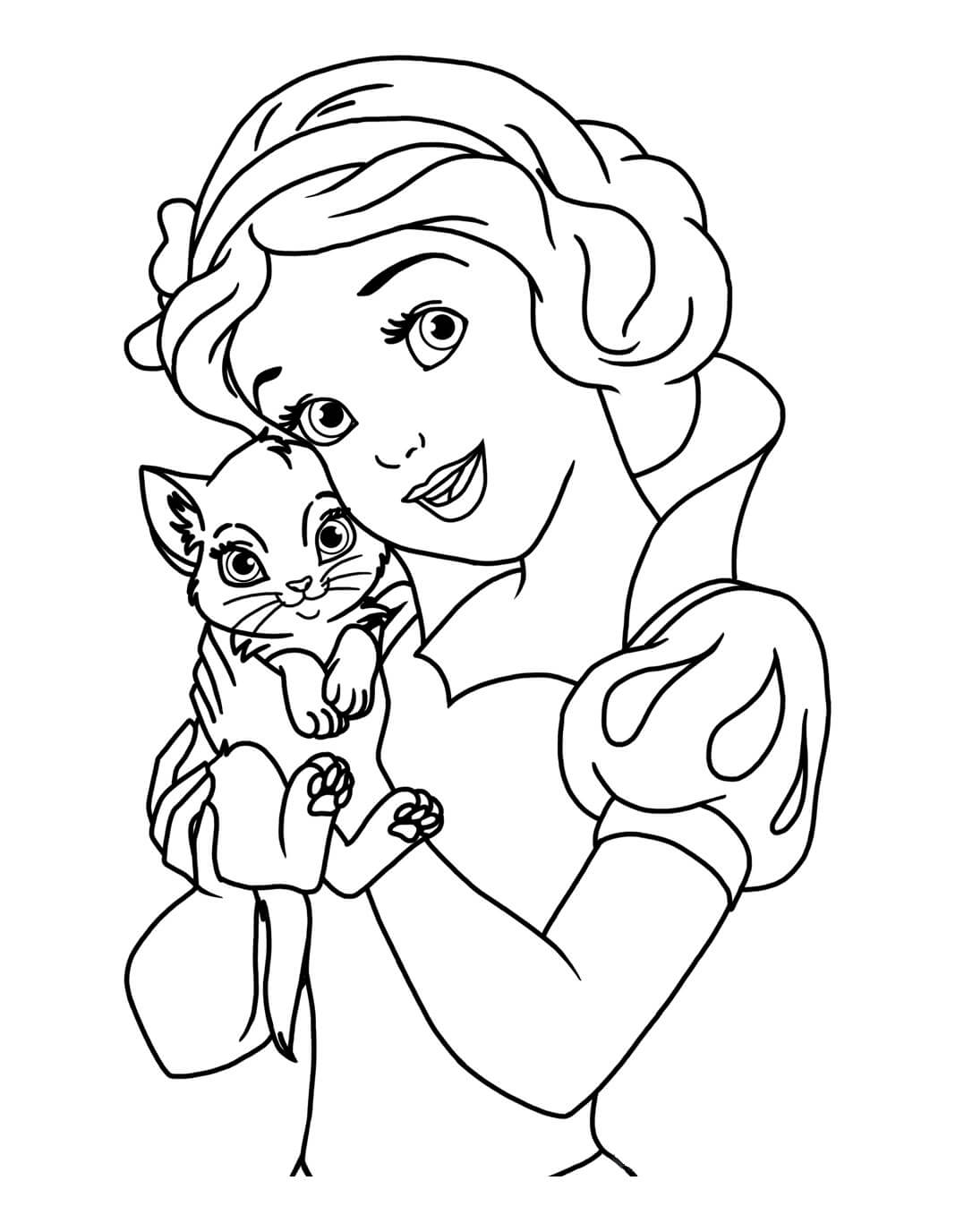 Dibujo de Gato de exploración de Blancanieves para Colorear