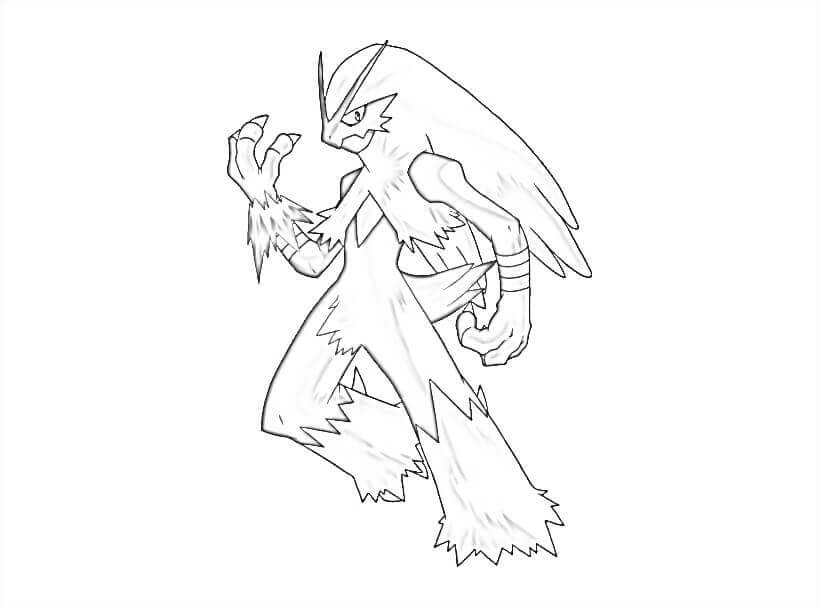 Dibujo de Pokémon Blaziken Genial para Colorear