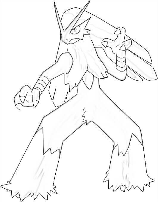 Dibujo de Pokémon Blaziken Luchando para Colorear
