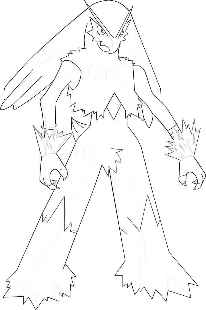 Dibujo de Pokémon Blaziken Sonriendo para Colorear