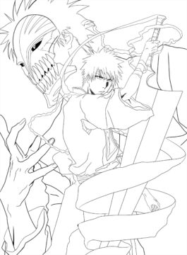 Dibujo de Ichigo Vs Hueco Scaled para Colorear