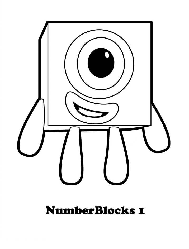 Dibujo de Bloques de Nmeros 1 para Colorear