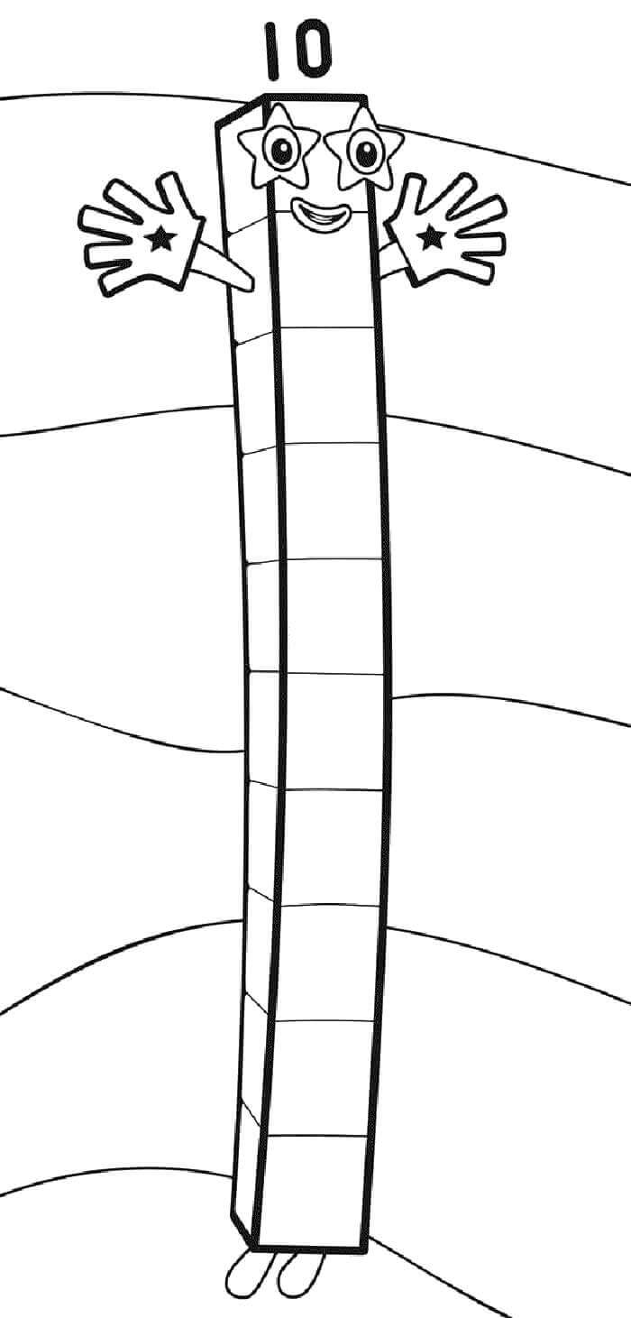 Dibujo de Bloques de Nmeros 10 para Colorear