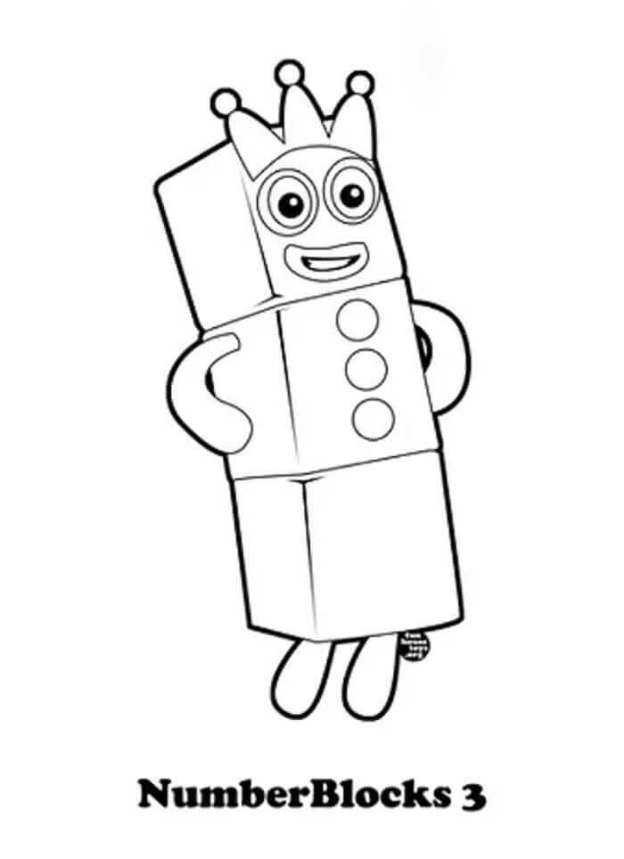 Dibujo de Bloques de Nmeros 3 para Colorear