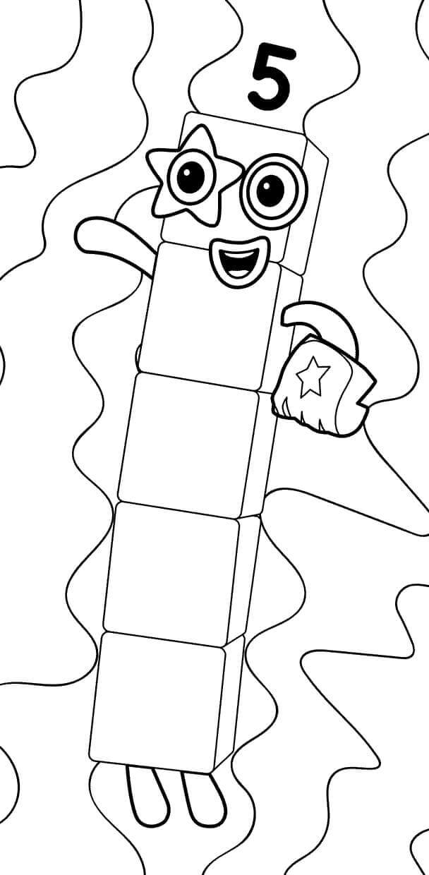 Dibujo de Bloques de Nmeros 5 para Colorear