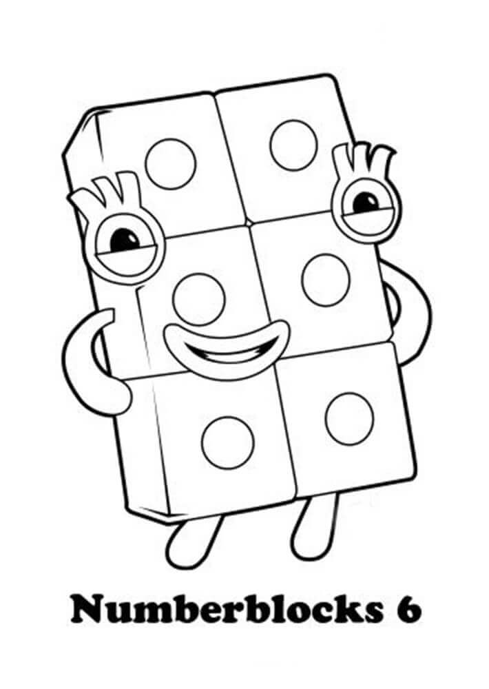Dibujo de Bloques de Nmeros 6 para Colorear