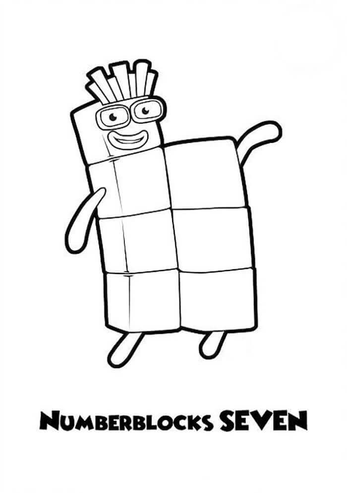 Dibujo de Bloques de Nmeros 7 para Colorear