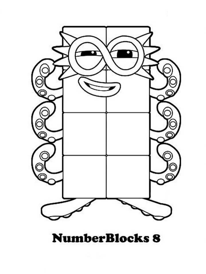Dibujo de Bloques de Nmeros 8 para Colorear