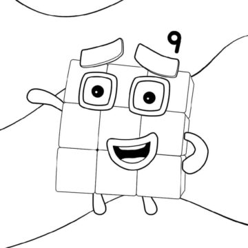 Dibujo de Bloques de Nmeros 9 para Colorear