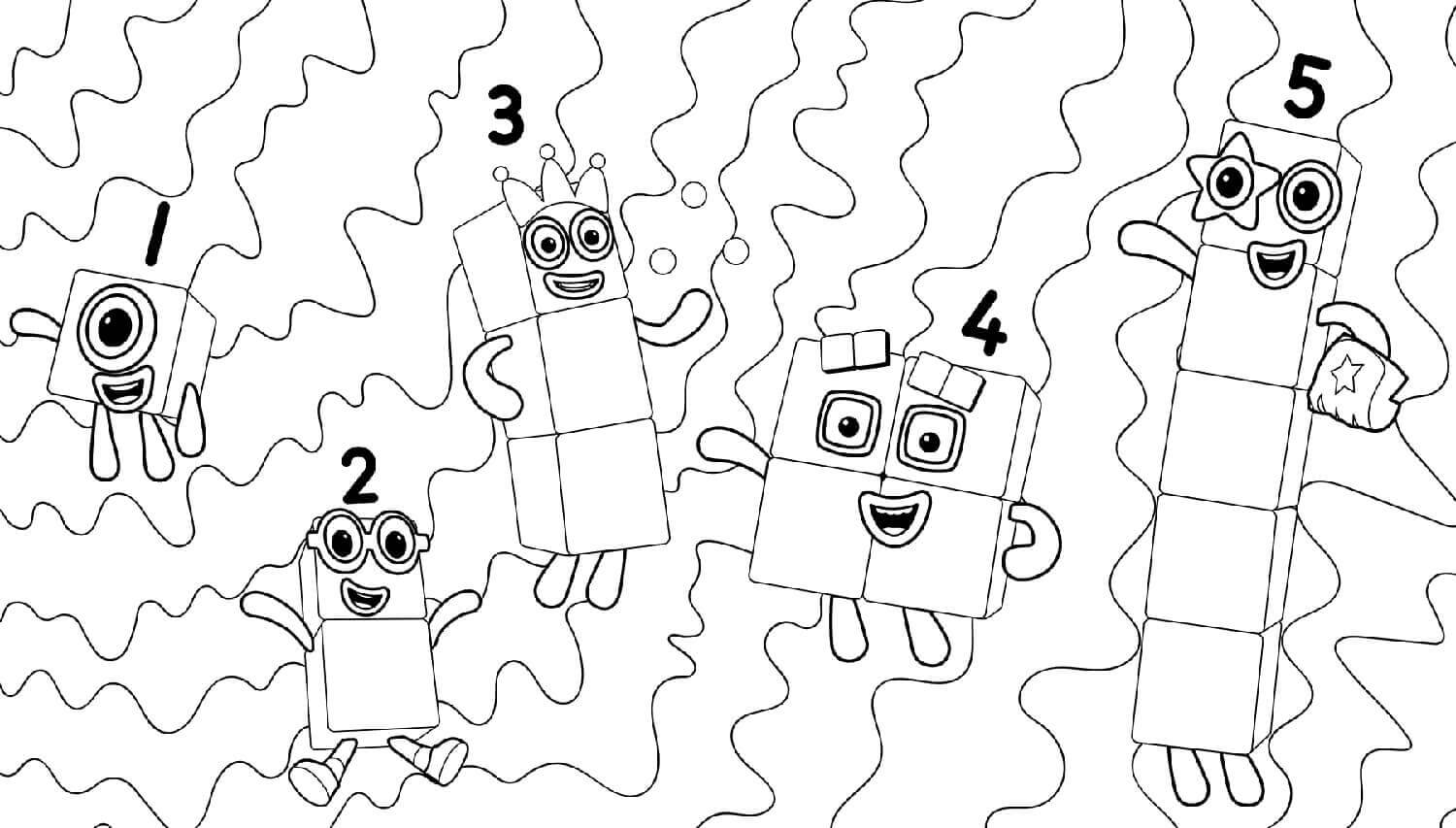Dibujo de Bloques de Nmeros del 1 al 5 para Colorear
