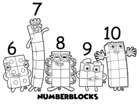 Dibujo de Bloques de Nmeros del 6 al 10 para Colorear